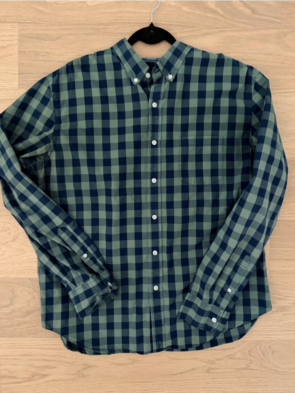 J. Crew Men's Blue and Green Plaid Button-Down Shirt